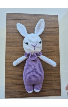 Sevimli Tavşan Uyku Arkadaşı- Amigurumi Beyaz-Mor Sevimli Tavşan Uyku Arkadaşı- Amigurumi Beyaz-Mor