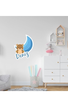 Kişiye Özel Sevimli Ayı Tasarımlı Çocuk Odası Duvar Sticker-1 Kişiye Özel Sevimli Ayı Tasarımlı Çocuk Odası Duvar Sticker-1