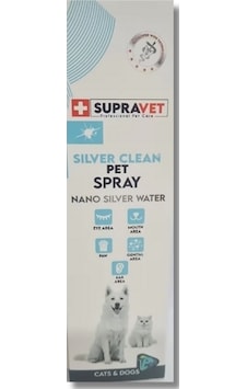 Supravet Silver Clean Nano Gümüş Suyu Çok Amaçlı Kedi Ve Köpek Deri Bakım Spreyi 150 Ml Supravet Silver Clean Nano Gümüş Suyu Çok Amaçlı Kedi Ve Köpek Deri Bakım Spreyi 150 Ml