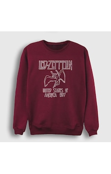 Presmono Unisex Logo Led Zeppelin Sweatshirt Bordo Presmono Unisex Logo Led Zeppelin Sweatshirt Bordo