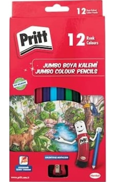 Pritt Jumbo Ergonomik Üçgen Tasarım Kuru Boya Kalemi + Açacak 12'li Pritt Jumbo Ergonomik Üçgen Tasarım Kuru Boya Kalemi + Açacak 12'li