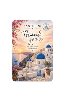 Santorini Temalı Thank You Kartı 8x5 Cm Sipariş Teşekkür Kartı Paket Içi Not Kartı 100 Adet - Bej - 052 Santorini Temalı Thank You Kartı 8x5 Cm Sipariş Teşekkür Kartı Paket Içi Not Kartı 100 Adet - Bej - 052