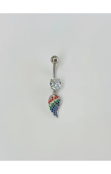 Çok Renkli Melek Kanadı Sallantılı Göbek Piercing - Pg0073 Çok Renkli Melek Kanadı Sallantılı Göbek Piercing - Pg0073