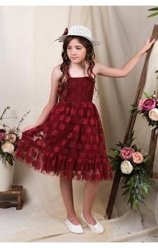 Mnk Baby & Kids Şapkalı Gipeli Kız Elbise Mnk0609 Bordo Mnk Baby & Kids Şapkalı Gipeli Kız Elbise Mnk0609 Bordo