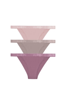 Suwen 3 Lü Pamuklu Slip Külot St0045601366 Mor - Pembe - Kahverengi Suwen 3 Lü Pamuklu Slip Külot St0045601366 Mor - Pembe - Kahverengi
