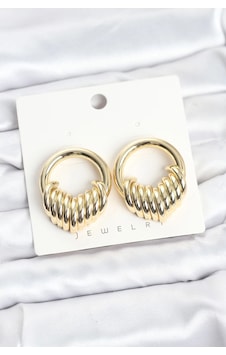 Mey İthalat Pirinç Gold Renk Halka Sarmal Model Vintage Kadın Küpe Çok Renkli Mey İthalat Pirinç Gold Renk Halka Sarmal Model Vintage Kadın Küpe Çok Renkli