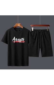 Againts T-shirt Şort - Siyah Alt Üst Takım Şort Tişört Kombin Baskılı Bisiklet Yaka Siyah Againts T-shirt Şort - Siyah Alt Üst Takım Şort Tişört Kombin Baskılı Bisiklet Yaka Siyah