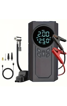 4 Ü 1 Arada Lastik Şişirici Akü Takviyesi Powerbank Led Işık 11