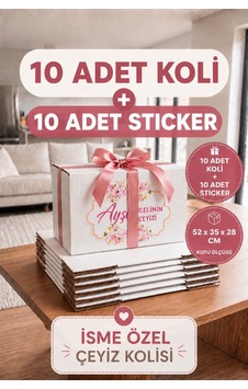 Kişiye Özel Çeyiz Kolisi Seti 52x35x28 Cm 10 Adet Beyaz Bc Dalga Koli + 10 Adet İsimli Sticker Diğer Kişiye Özel Çeyiz Kolisi Seti 52x35x28 Cm 10 Adet Beyaz Bc Dalga Koli + 10 Adet İsimli Sticker Diğer