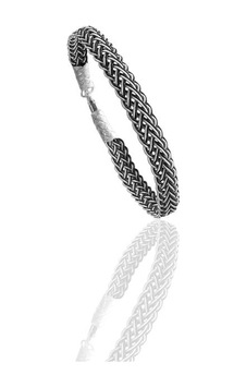 Söğütlü Silver Gümüş Tamamen El İşçiliği İki Renkli Kazaziye İşlemeli Örgülü Erkek Bileklik Söğütlü Silver Gümüş Tamamen El İşçiliği İki Renkli Kazaziye İşlemeli Örgülü Erkek Bileklik