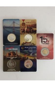 5 Adet Hatira Para 1 Lira Tedavül Madeni Para 5 Adet Hatira Para 1 Lira Tedavül Madeni Para