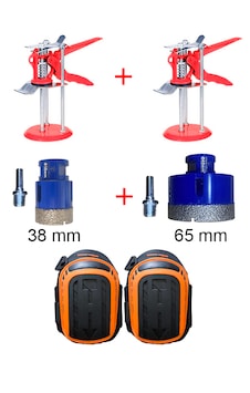 Fayansçı Seti 38mm Ve 65mm Karot, 3 Bacaklı Kaldırgaç 2 Adet, Diz