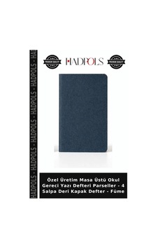 Özel Üretim Masa Üstü Okul Gereci Yazı Defteri Parseller - 4 Salpa Deri Kapak Defter - Füme Özel Üretim Masa Üstü Okul Gereci Yazı Defteri Parseller - 4 Salpa Deri Kapak Defter - Füme