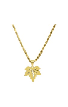 Gold Renk Burma Zincirli Çınar Yaprağı Tasarım Çelik Kadın Kolye Altın Gold Renk Burma Zincirli Çınar Yaprağı Tasarım Çelik Kadın Kolye Altın
