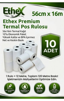 Premium Termal Pos Rulosu 10'lu Ekonomik Paket - 56mm X 16m - Bpa İçermez, Keskin Baskı Kalitesi, Tüm Yazarkasa Ve Pos Cihazlarıyla %100 Uyumlu Beyaz - 875854378 Premium Termal Pos Rulosu 10'lu Ekonomik Paket - 56mm X 16m - Bpa İçermez, Keskin Baskı Kalitesi, Tüm Yazarkasa Ve Pos Cihazlarıyla %100 Uyumlu Beyaz - 875854378