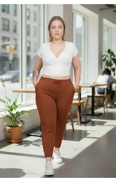 Petunya Butik Paça Pensli Viscon Pantolon Kiremit Petunya Butik Paça Pensli Viscon Pantolon Kiremit