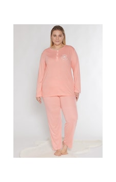Büyük Beden Battal Uzun Kol Mevsimlik Pijama Takımı Viskon Alperi B790-38 Koyu Somon Büyük Beden Battal Uzun Kol Mevsimlik Pijama Takımı Viskon Alperi B790-38 Koyu Somon