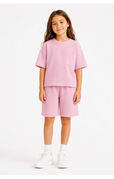 Monox Unisex 5-12 Yaş Petek Dokulu Oversize Yazlık Şort Tişört Takım Pembe Monox Unisex 5-12 Yaş Petek Dokulu Oversize Yazlık Şort Tişört Takım Pembe