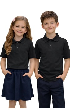 Erdem Kıds Unisex Kız Erkek Çocuk Polo Yaka Pamuklu Kısa Kol Siyah Günlük Basic Okul Tişört Erdem Kıds Unisex Kız Erkek Çocuk Polo Yaka Pamuklu Kısa Kol Siyah Günlük Basic Okul Tişört