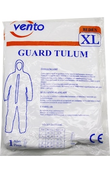 Vento Xl Guard Koruyucu Tulum Beyaz - Hafif - Non-woven Kumaş Boy: 179-187cm - Göğüs: 108-115cm 533 07 Gri