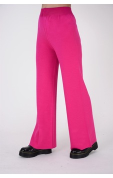 Guzelco Fuşya İspanyol Paça Triko Pantolon Pembe