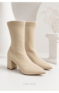 Dabab Shoes Rachel Kadın Bej Sivri Burun Dalgıç Streç 7 Cm Kalın Topuklu Çorap Bot Bootie Dabab Shoes Rachel Kadın Bej Sivri Burun Dalgıç Streç 7 Cm Kalın Topuklu Çorap Bot Bootie