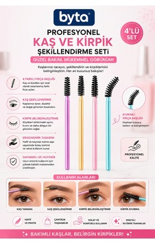 4 Lü Kaş Ve Kirpik Şekillendirme Fırçası Seti Spiral Kaş Tarağı Ve Kirpik Ayırıcı Makyaj Fırçası