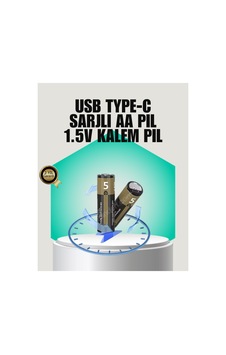 1.5v Aa Şarjlı Lityum Pil 1000+ Kez Şarj Edilebilir Hızlı Type-c Şarj 2 Adet Diğer 1.5v Aa Şarjlı Lityum Pil 1000+ Kez Şarj Edilebilir Hızlı Type-c Şarj 2 Adet Diğer