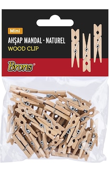 Brons Naturel Mini Ahşap Mandal Br-909 Brons Naturel Mini Ahşap Mandal Br-909