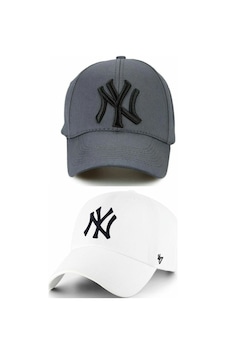 Gyes Spor Ny Şapka Unisex 2'li Takım Arkası Cırtlı Ayarlanabilir Gri Beyaz Beyaz - Gri Gyes Spor Ny Şapka Unisex 2'li Takım Arkası Cırtlı Ayarlanabilir Gri Beyaz Beyaz - Gri