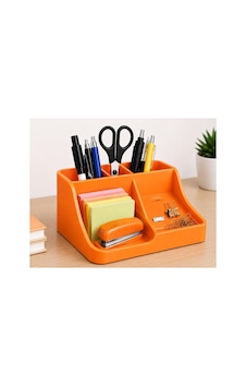 Masa Üstü Kalemlik Organizer 3d Baskı Şık Tasarım Çalışma Masası Organizer 17x13 Cm Turuncu Turuncu