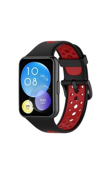 Watch Fit 2 Spor Delikli Kordon - Siyah-kırmızı Watch Fit 2 Spor Delikli Kordon - Siyah-kırmızı