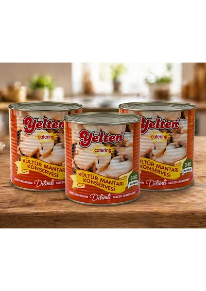 Yelten Kültür Mantarı Konservesi 3 Kg X 3 Adet 9 Kg Dilimli Catering Tipi Ekonomik Set Yelten Kültür Mantarı Konservesi 3 Kg X 3 Adet 9 Kg Dilimli Catering Tipi Ekonomik Set
