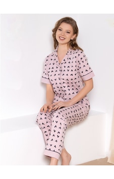 Over Sleep By Poleren Over Sleep 538 Kadın Pamuk Yazlık Pijama Takım Pudra Over Sleep By Poleren Over Sleep 538 Kadın Pamuk Yazlık Pijama Takım Pudra
