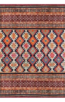Çam Halı Gloria Td792 Multi Etnik Desen Dokuma Saçaklı Kilim