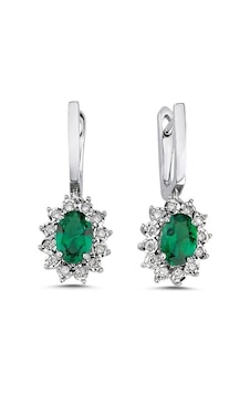 1,45 Karat Pırlantalı Zümrüt Küpe 1,45 Karat Pırlantalı Zümrüt Küpe