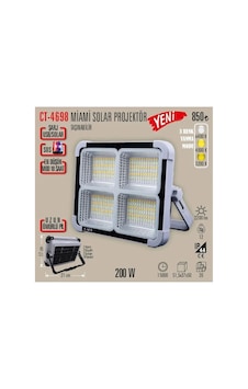 Ct-4698 Taşınabilir Şarjlı Solar Projektör 200w Ct-4698 Taşınabilir Şarjlı Solar Projektör 200w