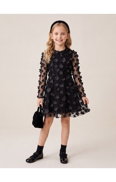 Zekids Kız Çocuk Üç Boyutlu Çiçek Aplikeli Simli Tül Abiye Elbise-17592 Siyah Zekids Kız Çocuk Üç Boyutlu Çiçek Aplikeli Simli Tül Abiye Elbise-17592 Siyah