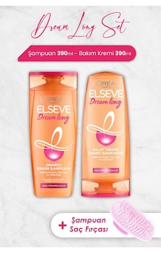 Elseve Dream Long Onarıcı Şampuan 390 Ml, Bakım Kremi 390 Ml Ve Şampuan Fırçası Elseve Dream Long Onarıcı Şampuan 390 Ml, Bakım Kremi 390 Ml Ve Şampuan Fırçası