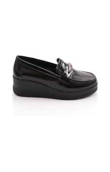 Dgn 618 Kadın Loafer Ayakkabı Siyah Rugan Dgn 618 Kadın Loafer Ayakkabı Siyah Rugan
