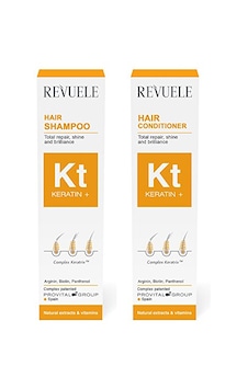 Revuele Keratin+ Saç Şampuanı Ve Saç Kremi. Tam Onarım, Parlaklık Ve Işıltı. Altın Rengi
