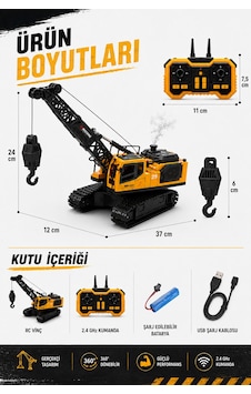 Işıklı Sesli Buharlı Metal Alaşım Uzaktan Kumandalı Rc Vinç Full Fonksiyon Paletli Vinç Sarı Işıklı Sesli Buharlı Metal Alaşım Uzaktan Kumandalı Rc Vinç Full Fonksiyon Paletli Vinç Sarı