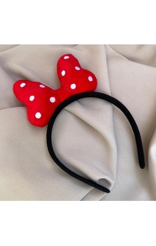 Minibuki Minnie Mouse Kırmızı Fiyonk Üzeri Puantiyeli Taç