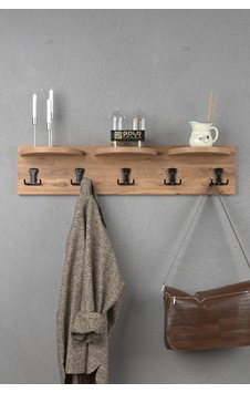 5'li Duvar Askılığı Ceviz Kahverengi 80 Cm Altın 5'li Duvar Askılığı Ceviz Kahverengi 80 Cm Altın
