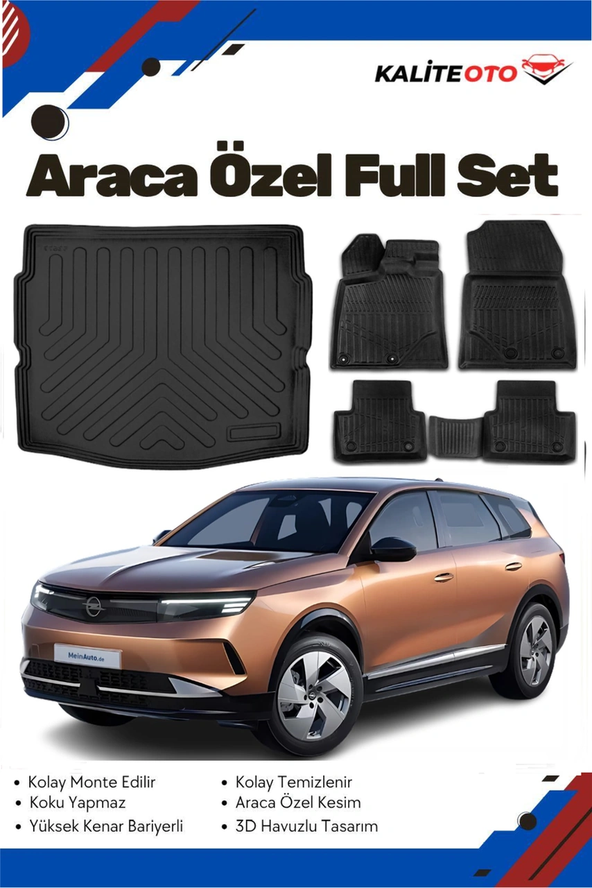 Opel Grandland Mhev 2025 Model Yumuşak Paspas+alt Bagaj Havuzu Seti Opel Grandland Mhev 2025 Model Yumuşak Paspas+alt Bagaj Havuzu Seti