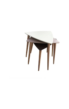 Zigon Sehpa Ahşap Kayın Retro Konik Ayak Model Üçgen Tabla Renk B (322102412)