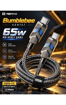 Remax Cb05-cc Bumblebee Serisi 65w Pd Type-c To Type-c Led Işıklı Çinko Alaşımlı Örgülü Hızlı Şarj Ve Data Kablosu 1.2 Metre Siyah Remax Cb05-cc Bumblebee Serisi 65w Pd Type-c To Type-c Led Işıklı Çinko Alaşımlı Örgülü Hızlı Şarj Ve Data Kablosu 1.2 Metre Siyah