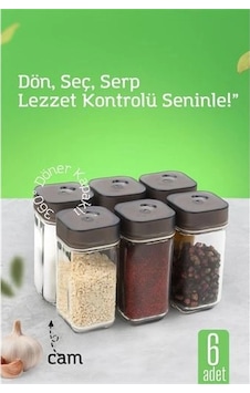 Cam Tuzluk Baharatlık 360 Döner Kapaklı 3 Delik Tipiyle Ayarlanabilir Akış 6 Adet 722180 1 Cam Tuzluk Baharatlık 360 Döner Kapaklı 3 Delik Tipiyle Ayarlanabilir Akış 6 Adet 722180 1