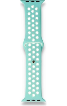 Apple Uyumlu Watch 38-40mm Silikon Kayış - Su Yeşili / Beyaz Apple Uyumlu Watch 38-40mm Silikon Kayış - Su Yeşili / Beyaz