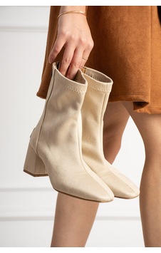 Dabab Shoes Lara Kadın Bej Süet Streç Küt Burun Fermuarlı 6 Cm Kalın Topuklu Bot Bootie Dabab Shoes Lara Kadın Bej Süet Streç Küt Burun Fermuarlı 6 Cm Kalın Topuklu Bot Bootie